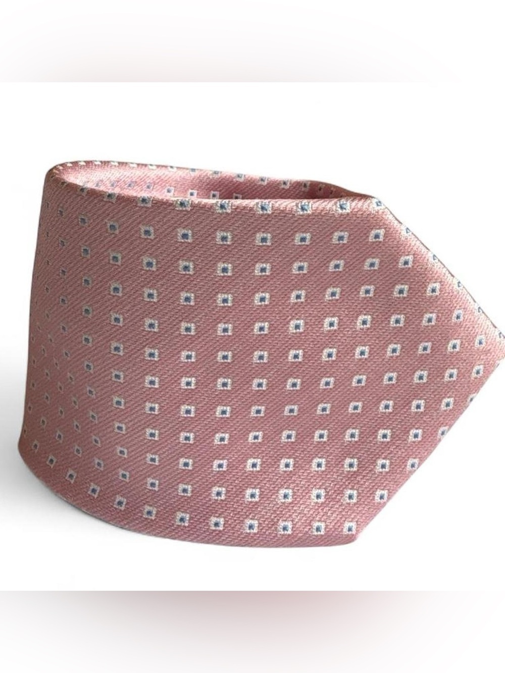 Saddlebred Pink Tie with Light Blue Micro Squares